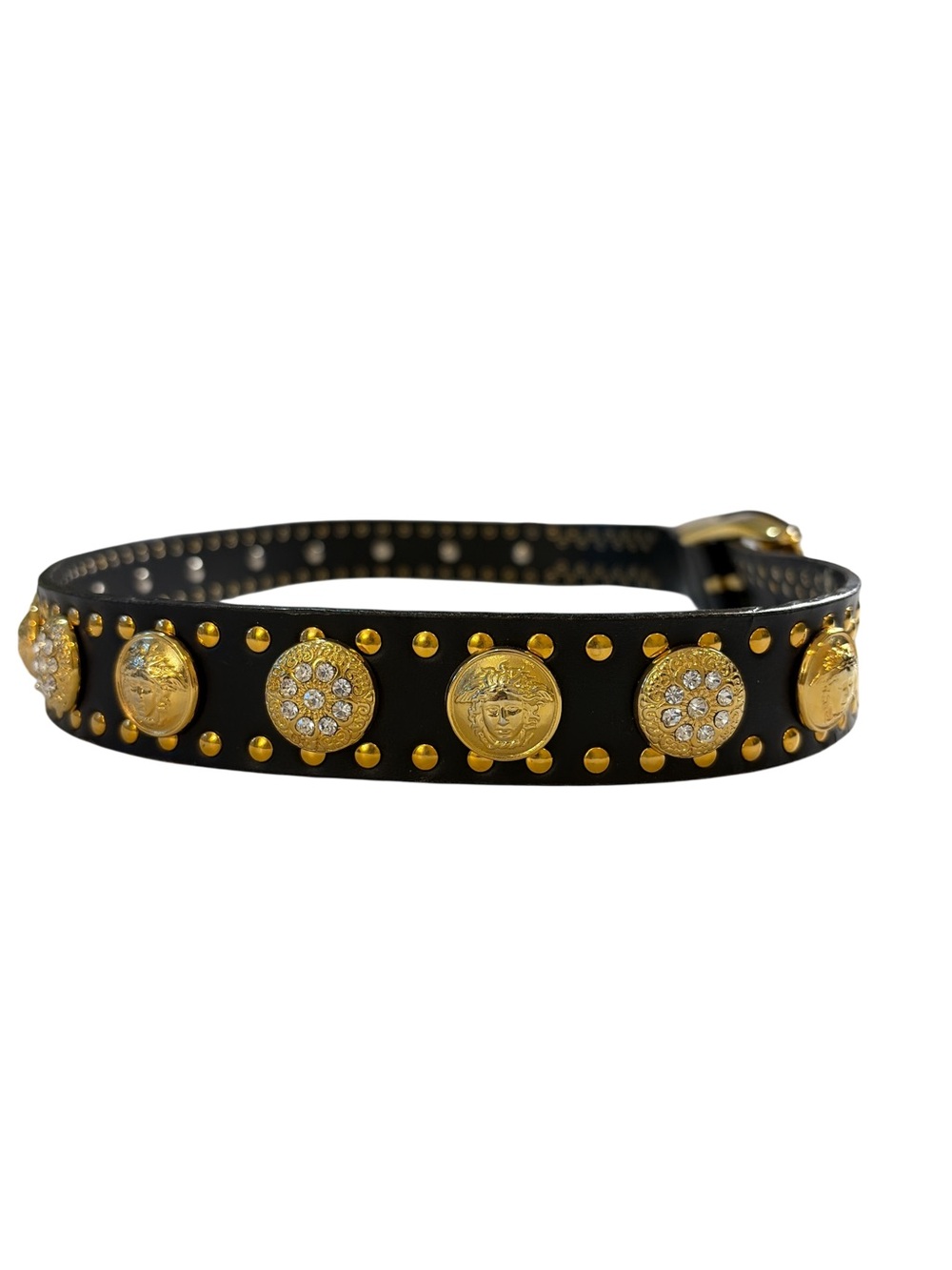 Rare Vintage Gianni Versace Medusa Studded Leather Belt - Picture 6 of 16